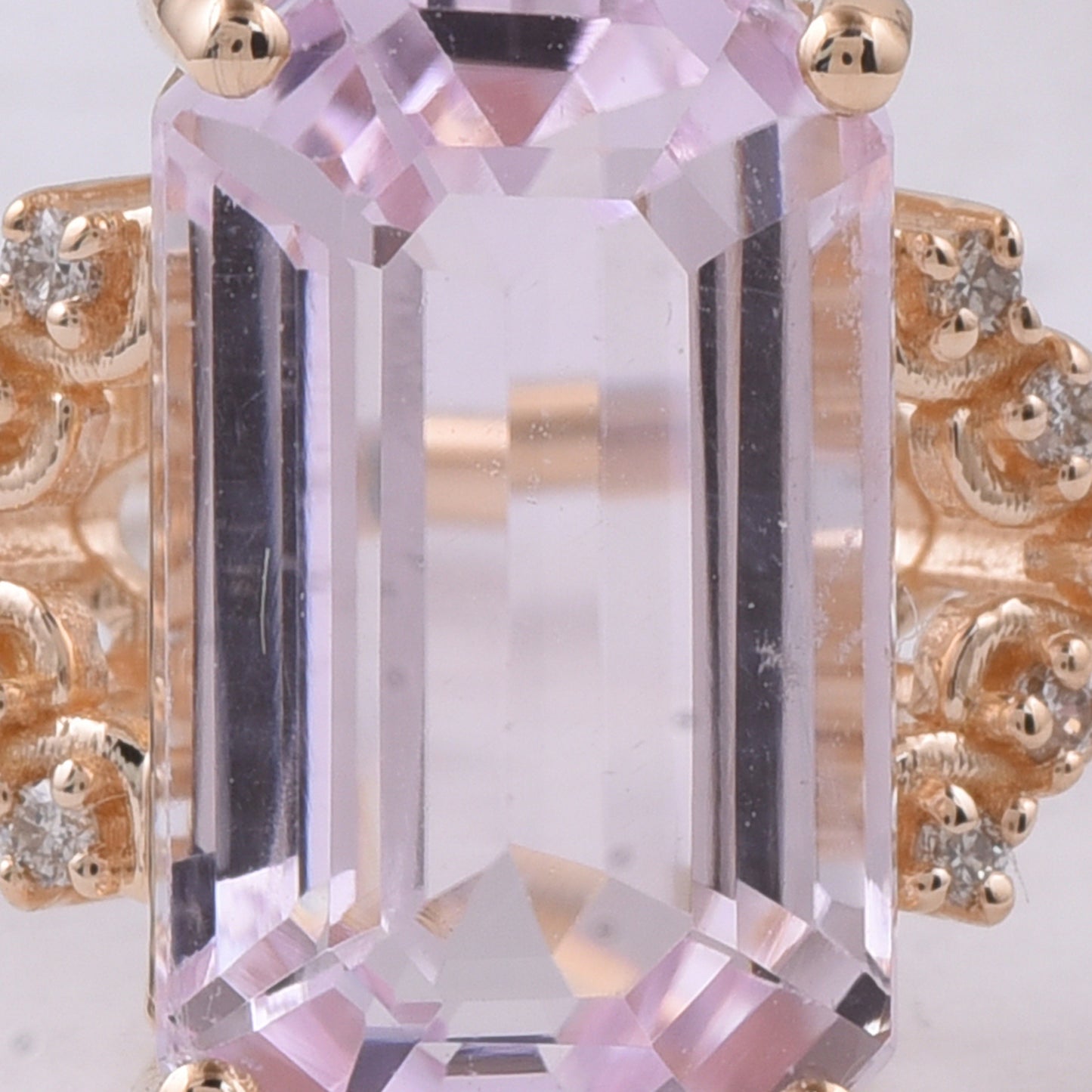 6.73 Ct Octagon Step Cut Natural Kunzite 14K Gold Ring
