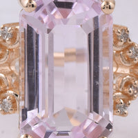 6.73 Ct Octagon Step Cut Natural Kunzite 14K Gold Ring