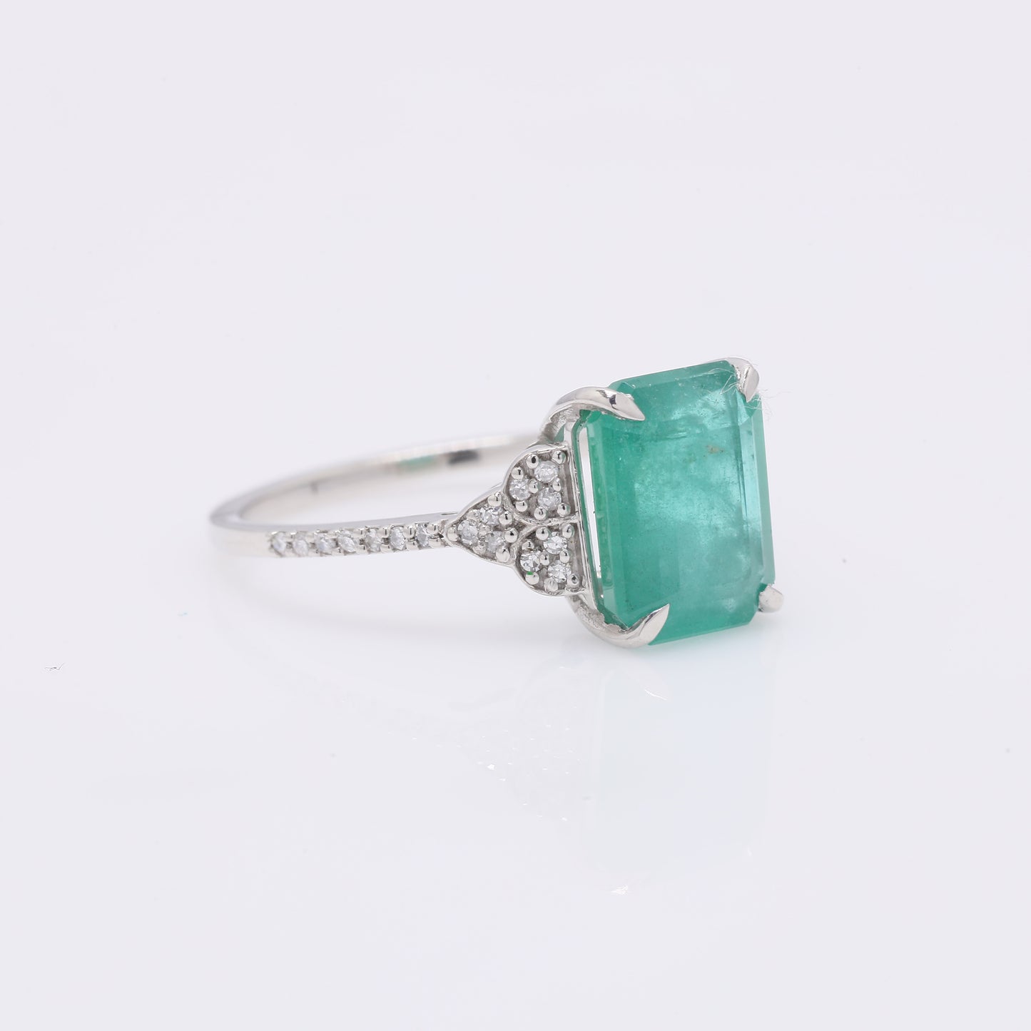 3.11 Ct Octagon Step Cut Natural Emerald 950 Platinum Ring