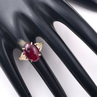 4.40 Ct Oval Cabochon Cut Natural Pink Tourmaline 14K Gold Ring