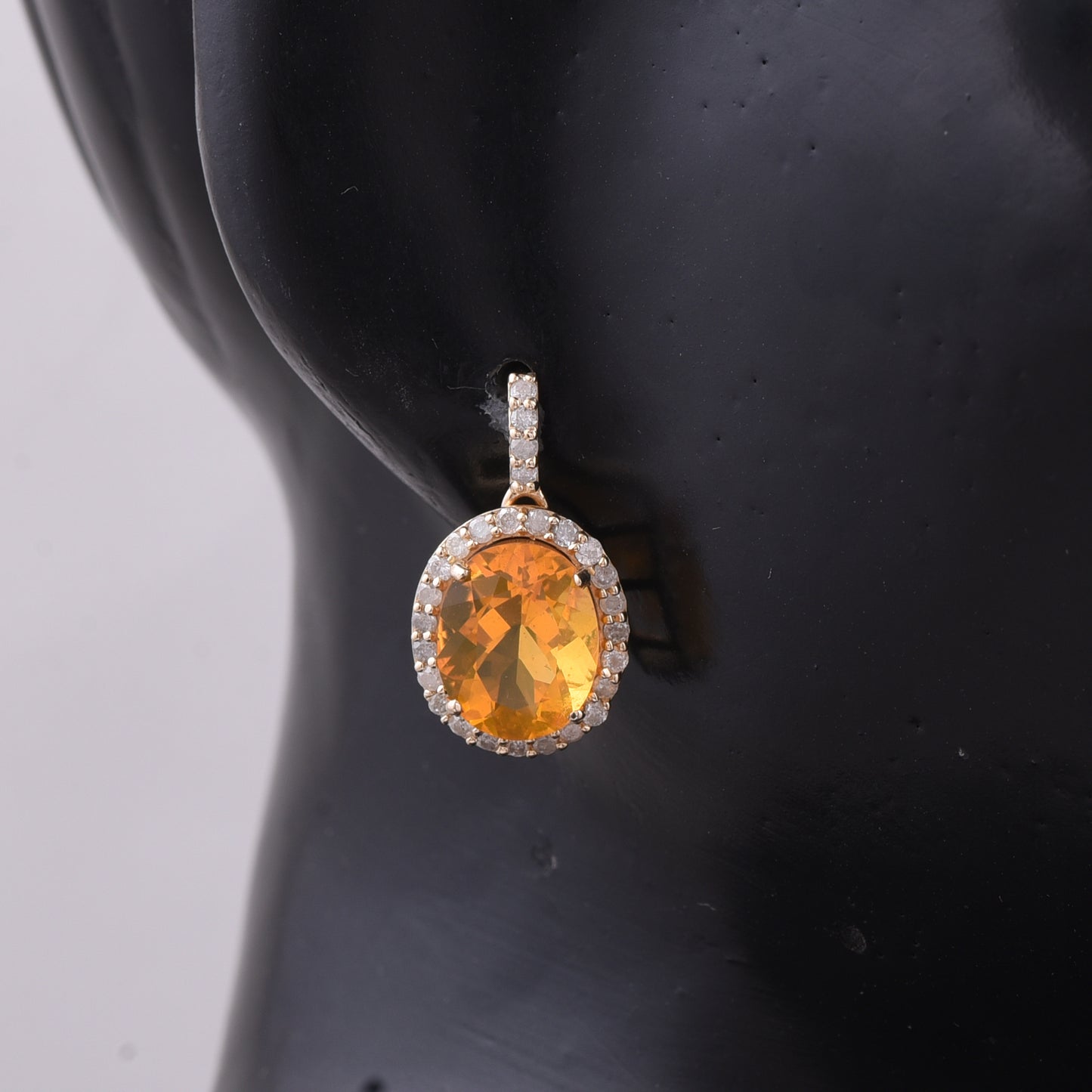4.12 Ct Oval Br.Fire Opal 9K Gold Earrings