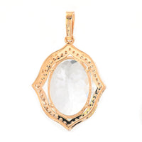 6.04 Ct Oval Mixed Cut Natural Aquamarine 14K Gold Pendant