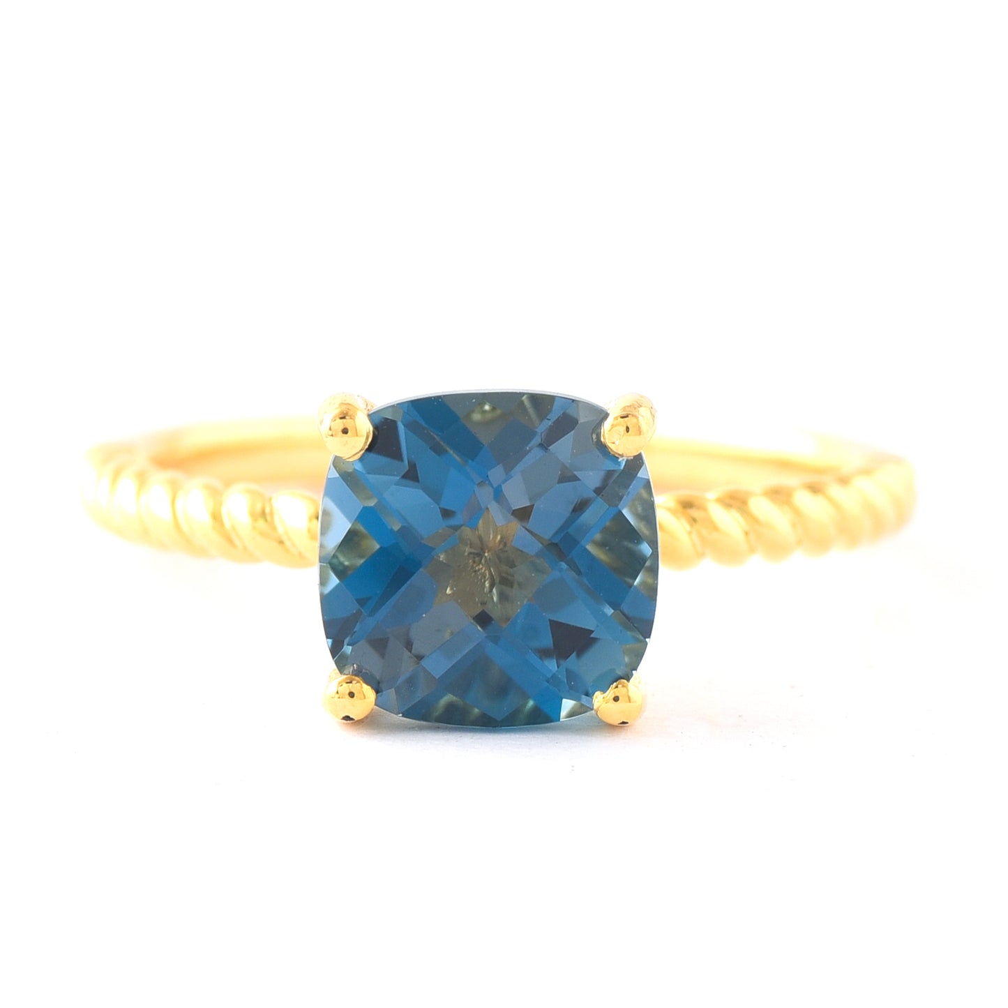 2.73 Ct Cushion London Blue Topaz 925 Sterling Silver Ring