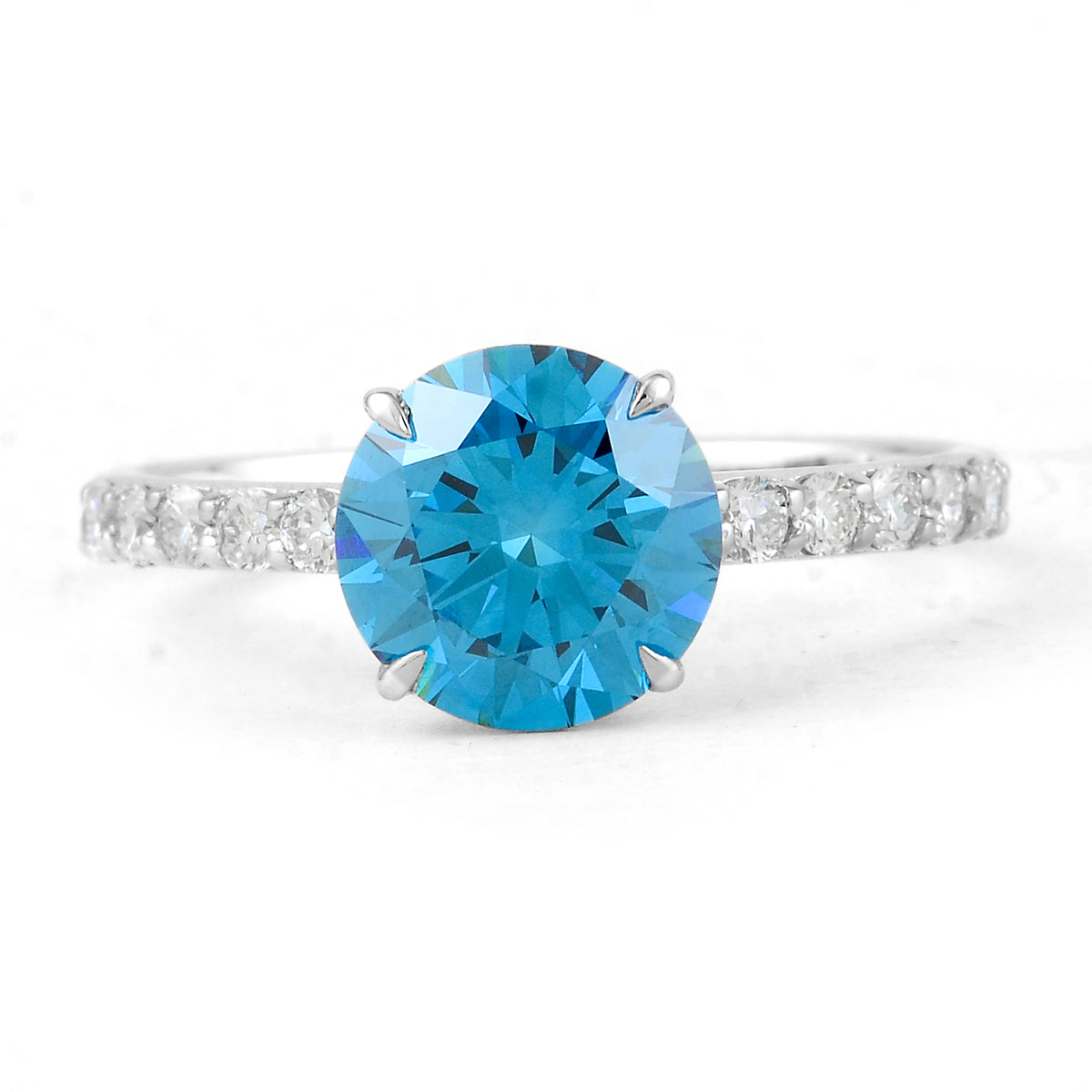 2.32 Carats Blue Lab Grown Diamond 14K Gold Ring