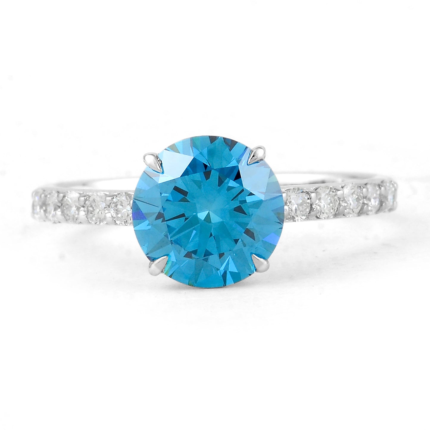 2.32 Carats Blue Lab Grown Diamond 14K Gold Ring