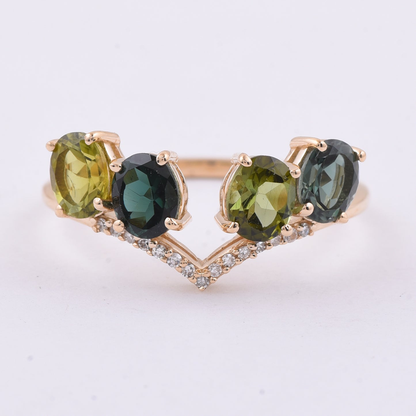 1.67 Ct Oval Natural Multi-Coloured Tourmaline 14K Gold Ring