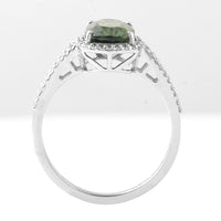 2.70 Ct Cushion Mixed Cut Natural Green Sapphire 950 Platinum Ring