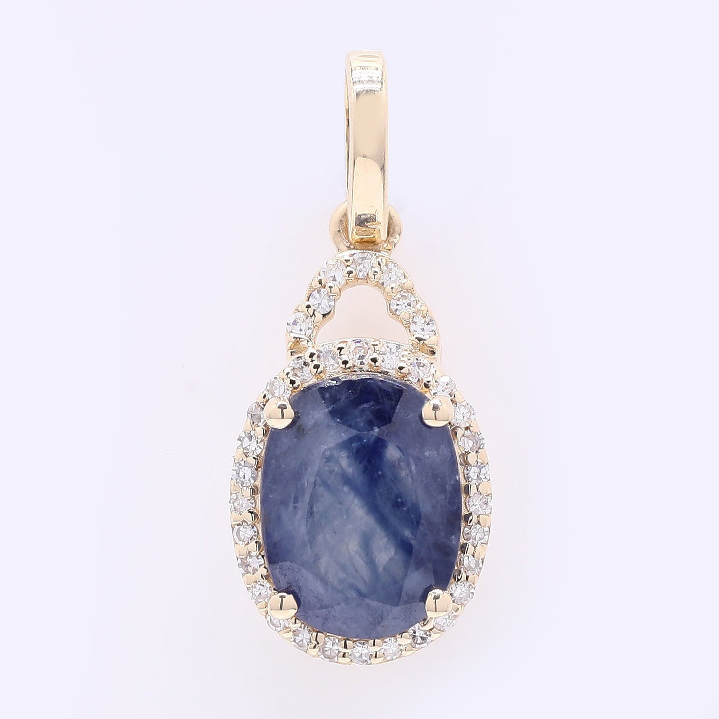 2.13 Ct Oval Mixed Cut Natural Sapphire 14K Gold Pendant