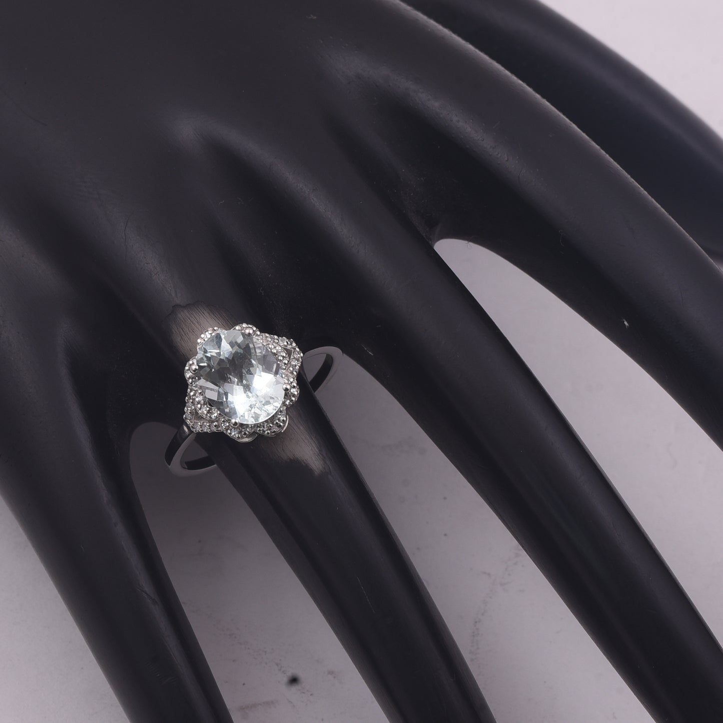 1.97 Ct Oval Mixed Cut Natural Aquamarine 950 Platinum Ring