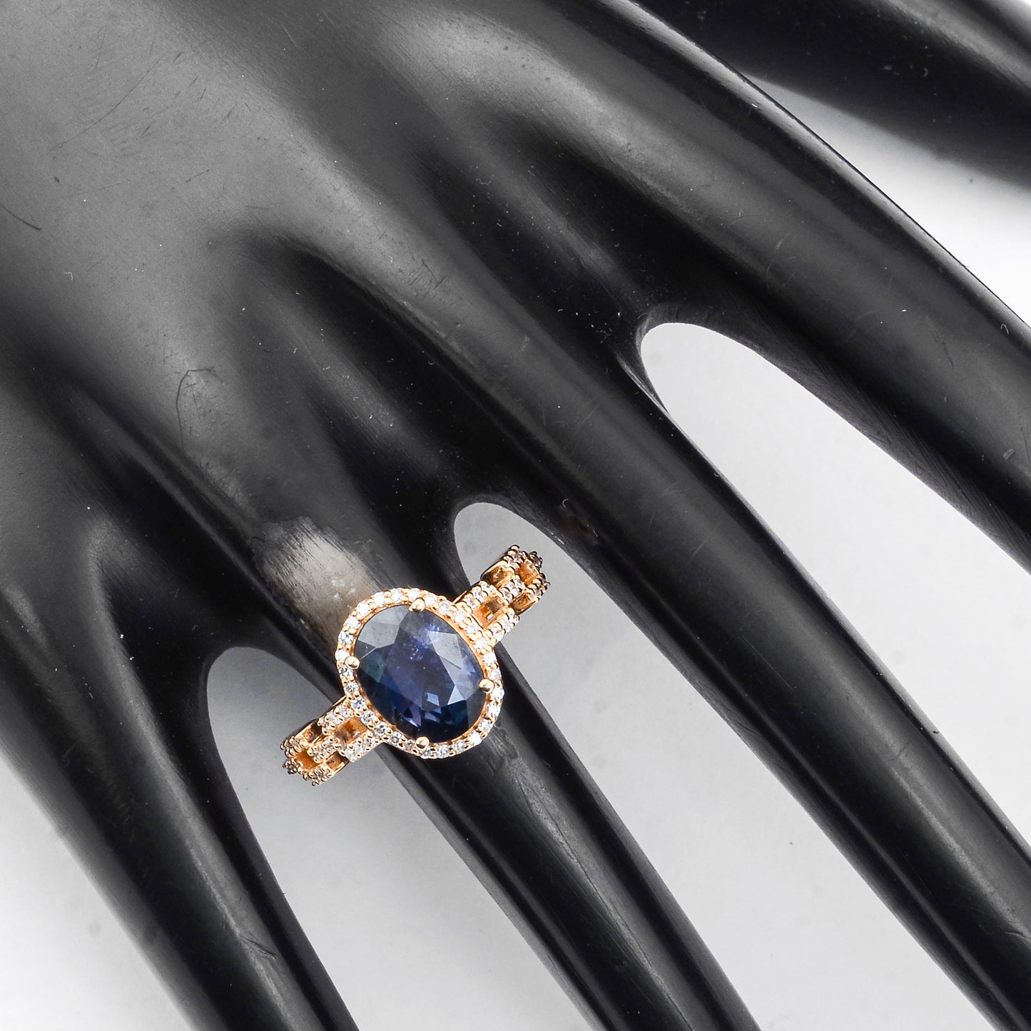 2.52 Ct Oval Mixed Cut Natural Sapphire 14K Gold Ring