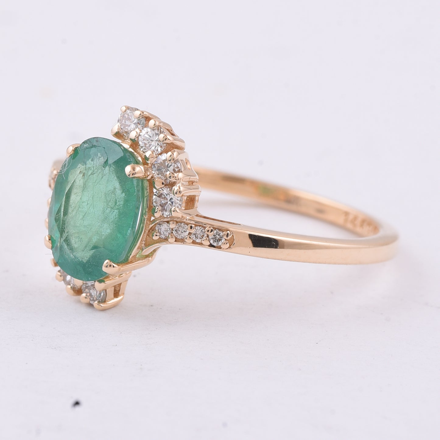 1.36 Ct Oval Natural Emerald 14K Gold Ring