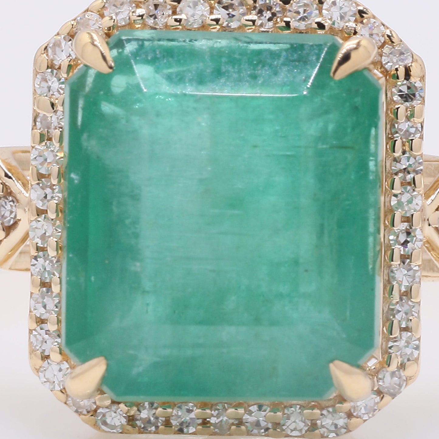 4.61 Ct Octagon Step Cut Natural Emerald 14K Gold Ring