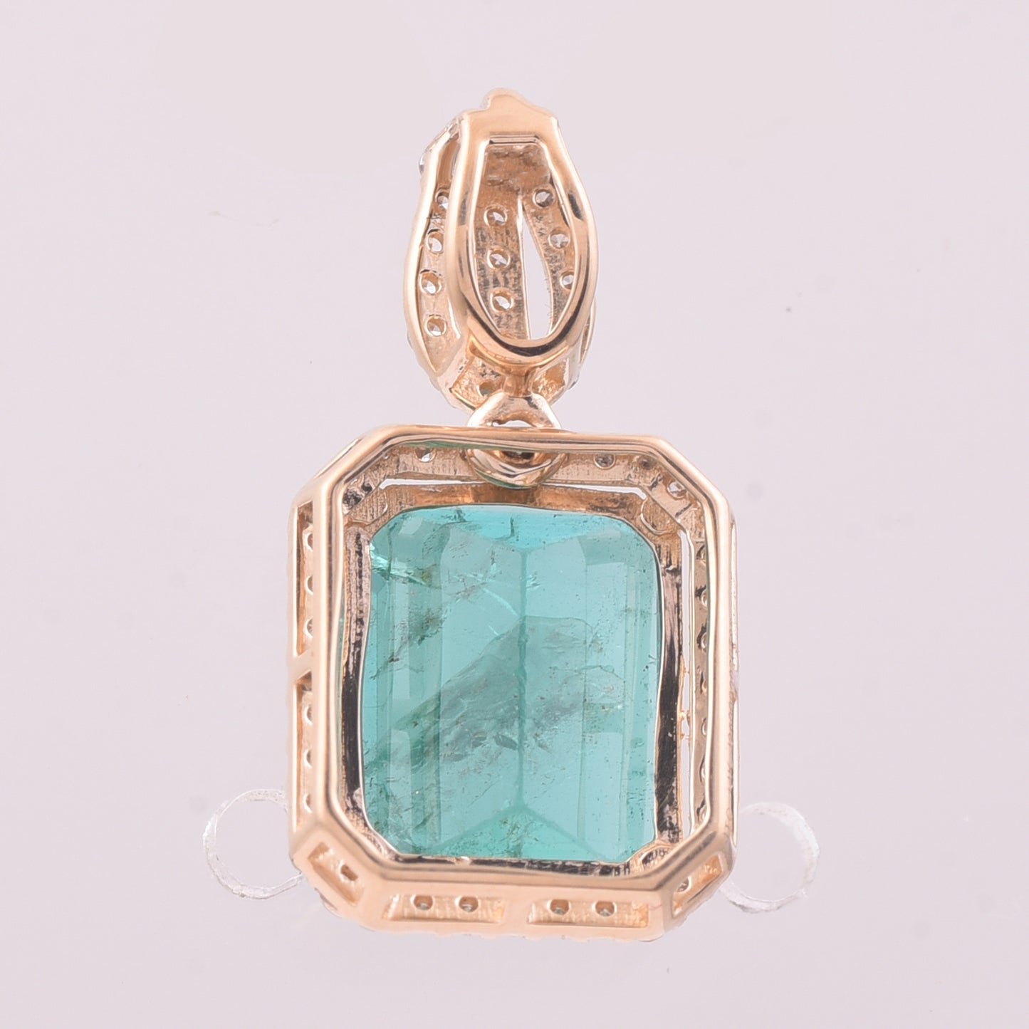 3.22 Ct Octagon Step Cut Natural Emerald 14K Gold Pendant