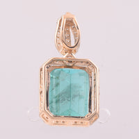 3.22 Ct Octagon Step Cut Natural Emerald 14K Gold Pendant