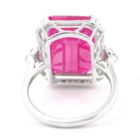 16.01 Ct Cut Cornered Rectangular Mixed Cut Natural Corundum Ruby 950 Platinum Ring