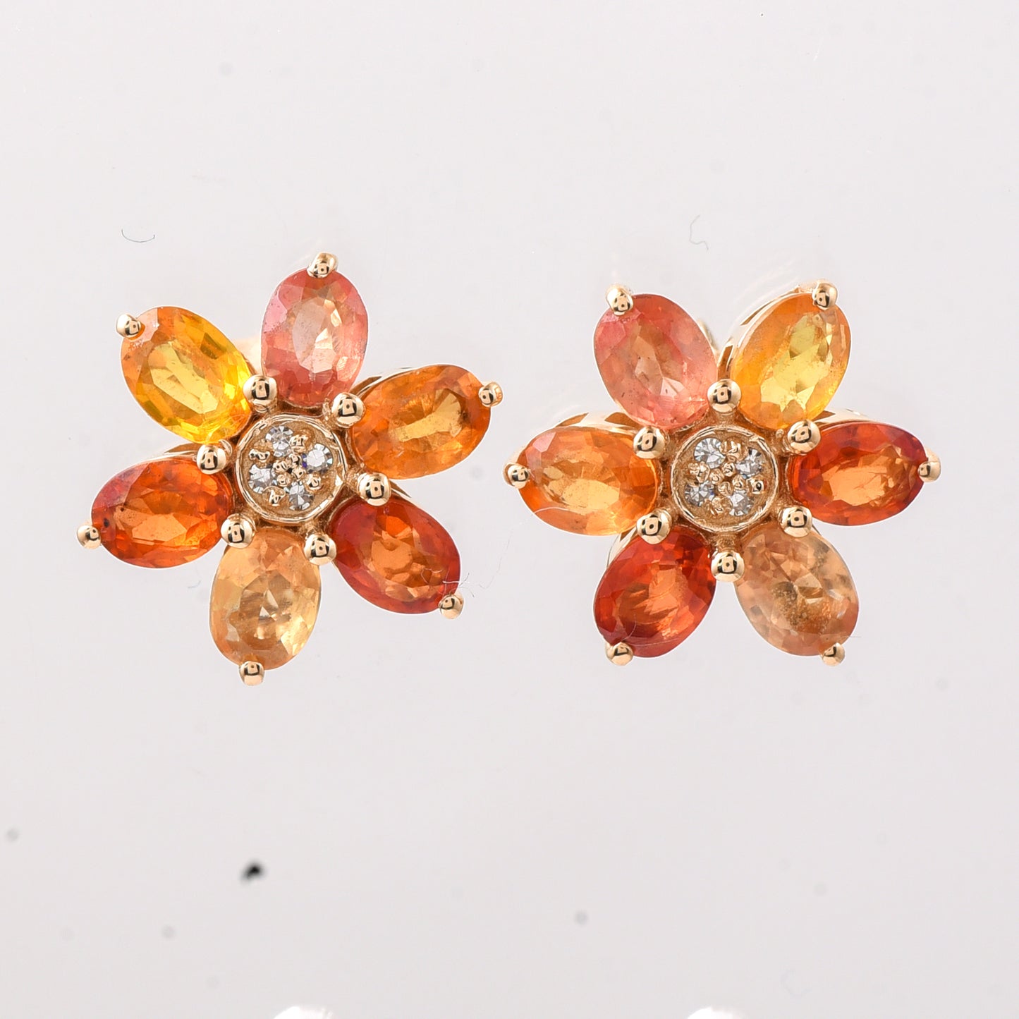 2.38 Ct Oval Multi Sapphire 14K Gold Earrings