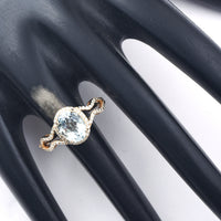 1.89 Ct Oval Mixed Cut Natural Aquamarine 14K Gold Ring
