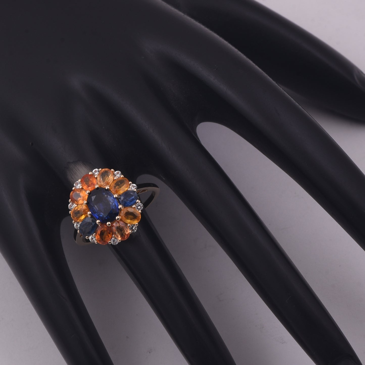 3.81 Ct Oval Mixed Cut Natural Sapphire 14K Gold Ring