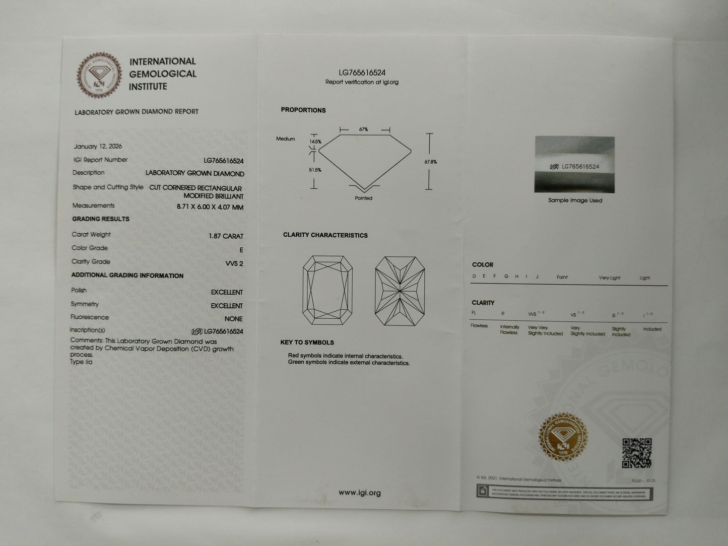 2.17 Ct Cut Cornere Rectangular Modifie Brilliant Lab Grown Diamond 950 Platinum Ring