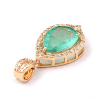 1.75 Ct Pear Mixed Cut Natural Emerald 14K Gold Pendant