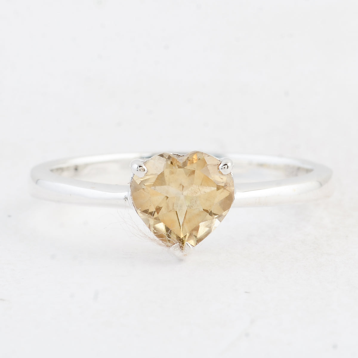 1.02 Ct Heart Citrine 925 Sterling Silver Ring