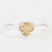 1.02 Ct Heart Citrine 925 Sterling Silver Ring