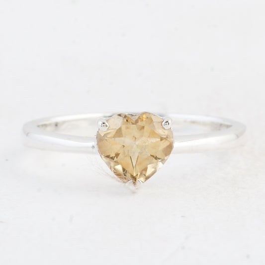 1.02 Ct Heart Citrine 925 Sterling Silver Ring