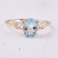 1.27 Ct Oval Natural Aquamarine 14K Gold Ring