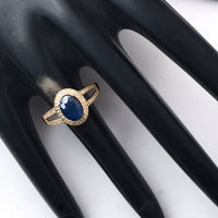 2.31 Ct Oval Mixed Cut Natural Sapphire 14K Gold Ring