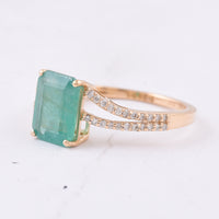 1.91 Ct Octagon Step Cut Natural Emerald 14K Gold Ring