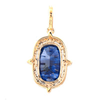 3.95 Ct Cushion Mixed Cut Natural Sapphire 14K Gold Pendant