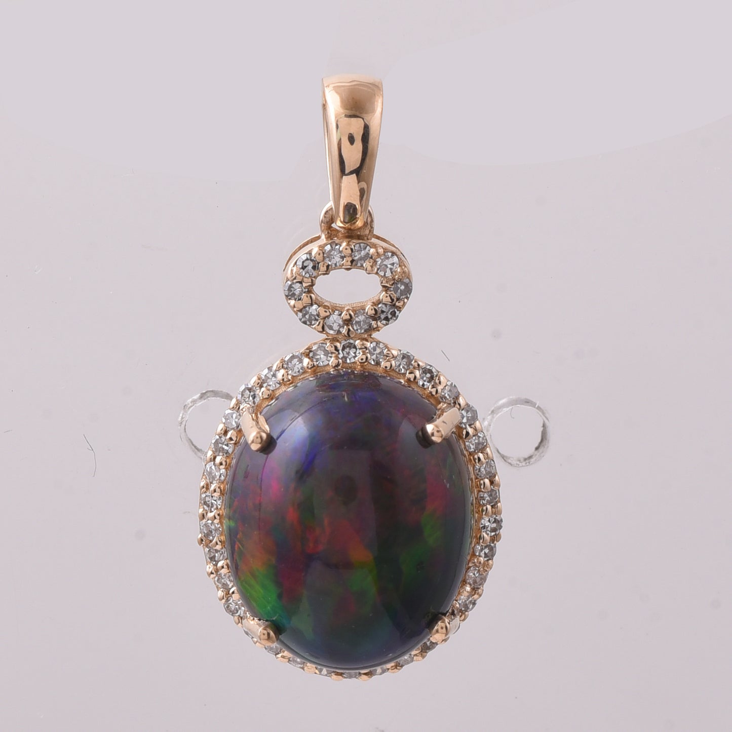 3.14 Ct Oval Cabochon Cut Natural Black Opal 14K Gold Pendant