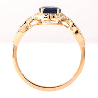 1.29 Ct Round Mixed Cut Natural Sapphire 14K Gold Ring