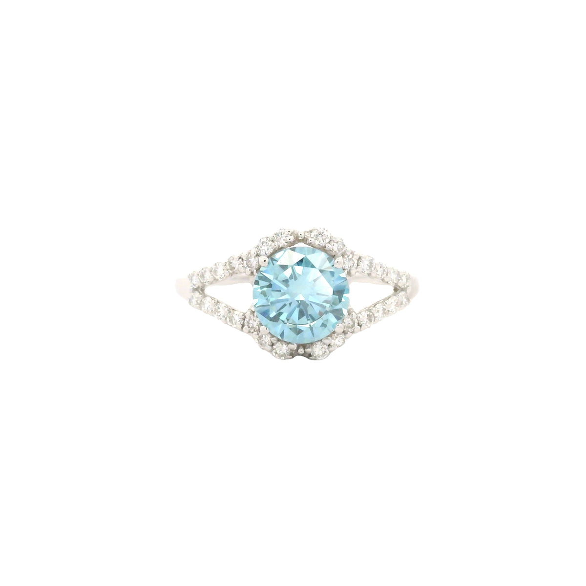 1.56 Carats Blue Lab Grown Diamond 14K Gold Ring