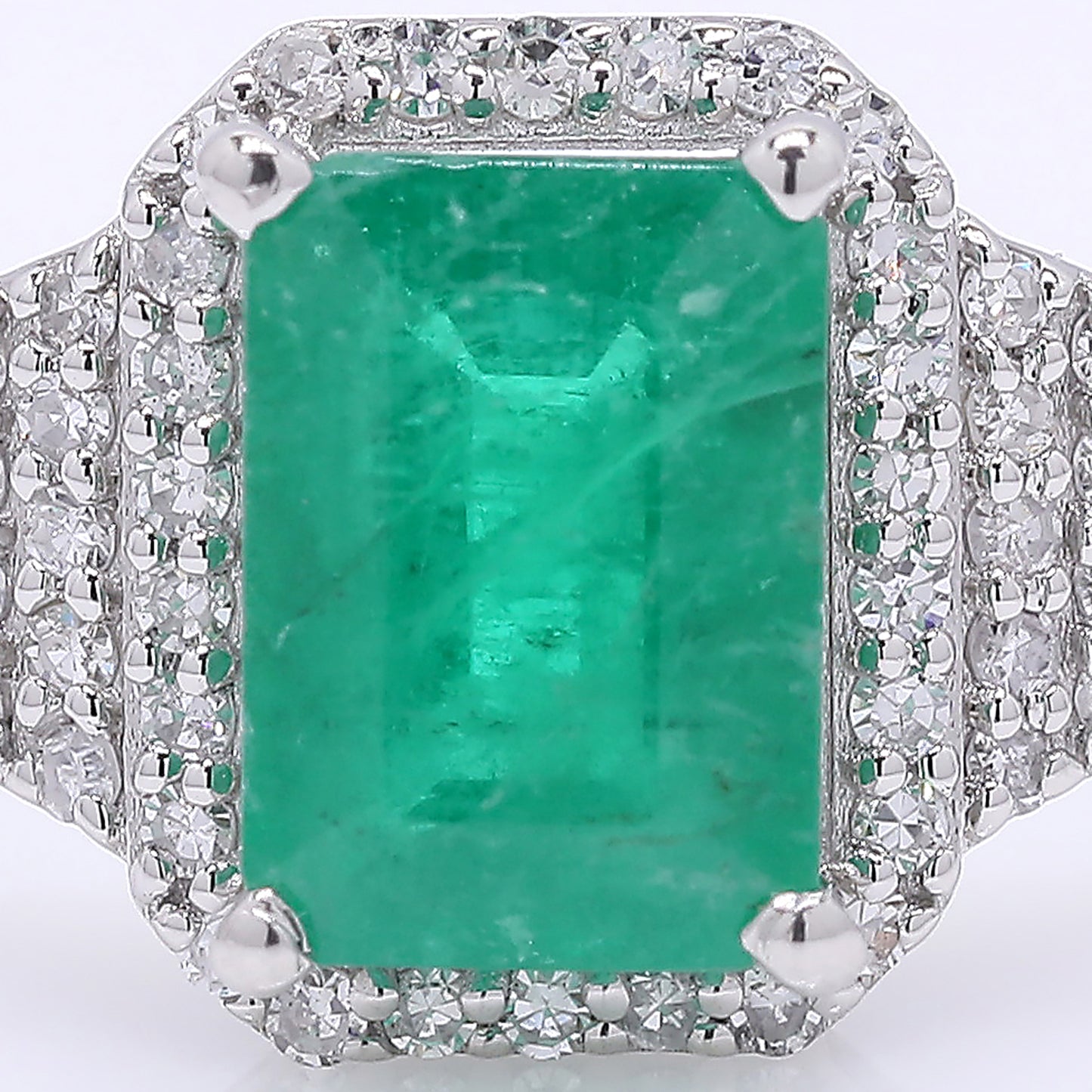 1.31 Ct Octagon Step Cut Natural Emerald 950 Platinum Ring