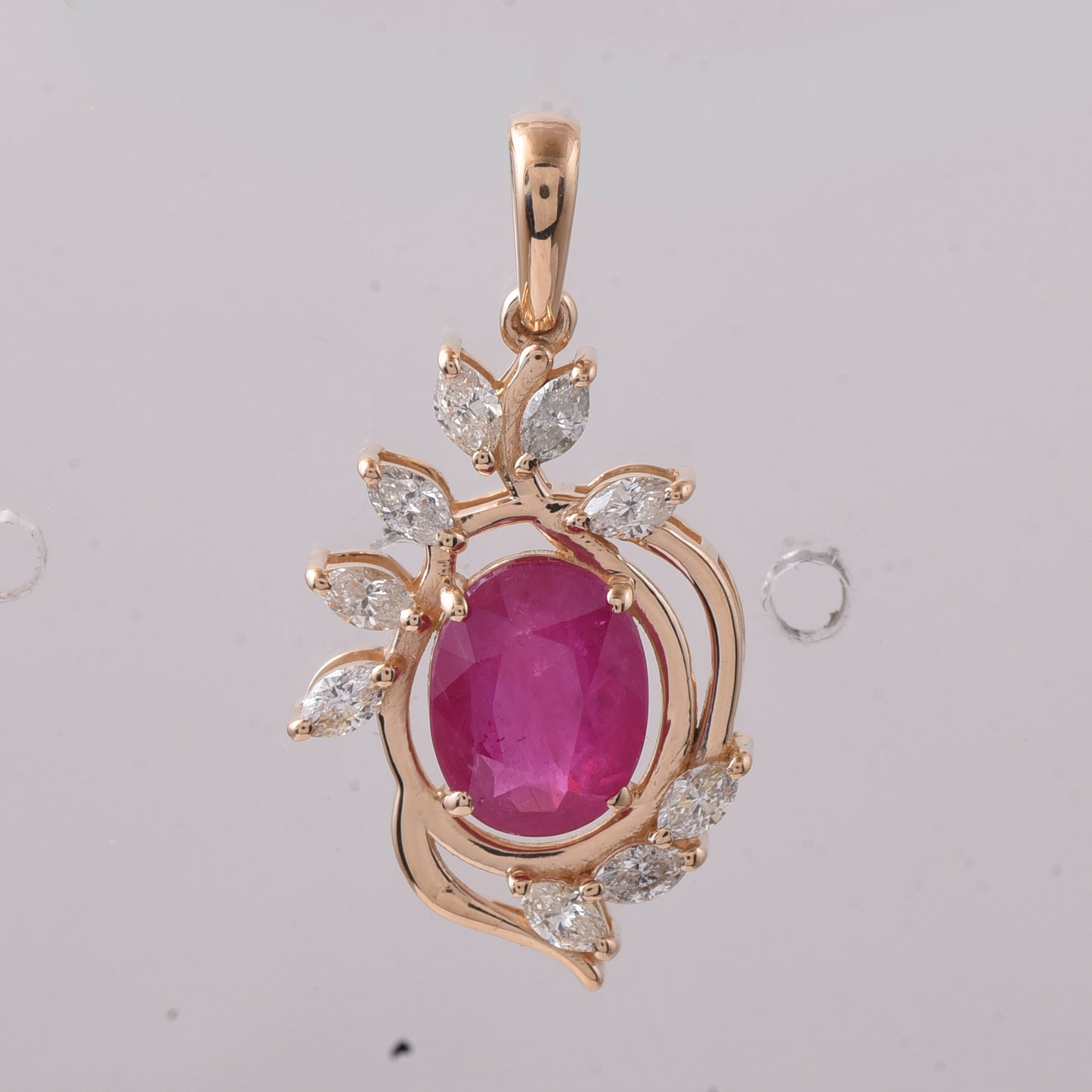 2.14 Ct Oval Mixed Cut Natural Ruby 14K Gold Pendant