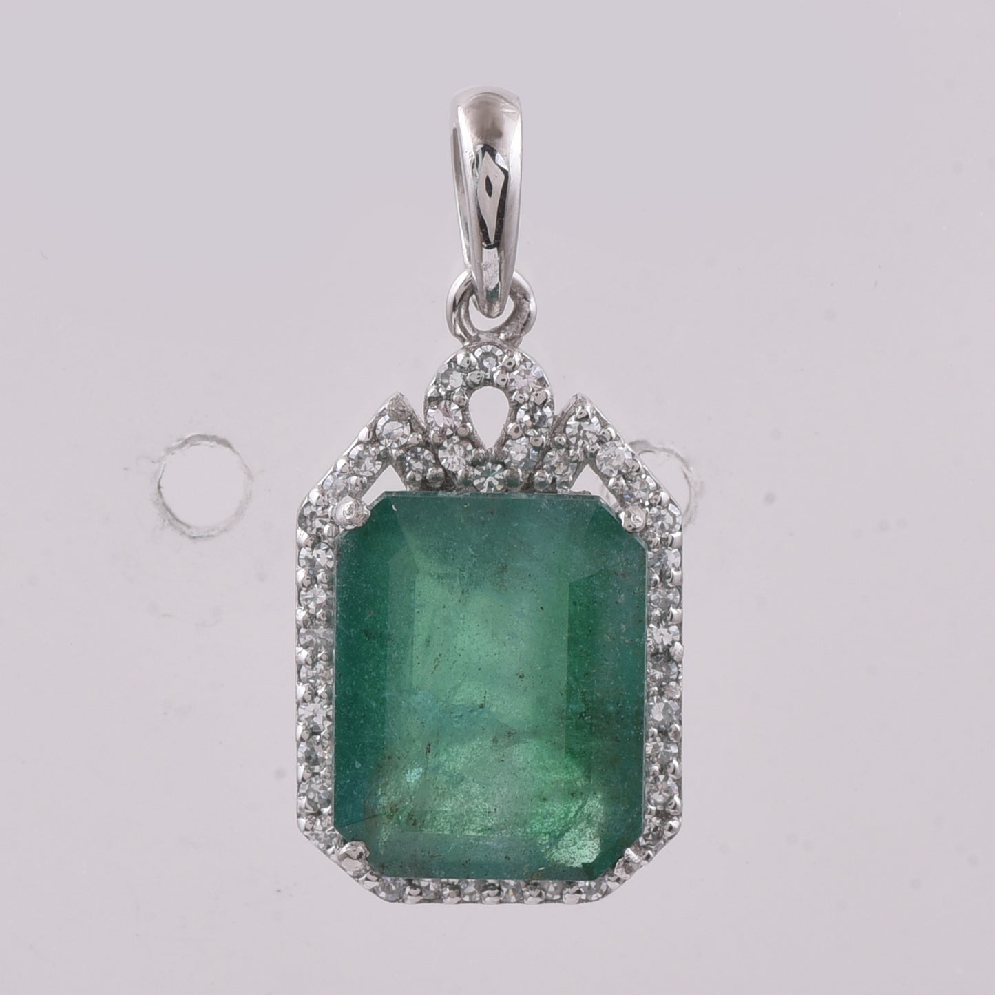 3.13 Ct Octagon Step Cut Natural Emerald 950 Platinum Pendant