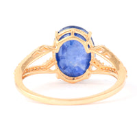 3.40 Ct Oval Mixed Cut Natural Sapphire 14K Gold Ring