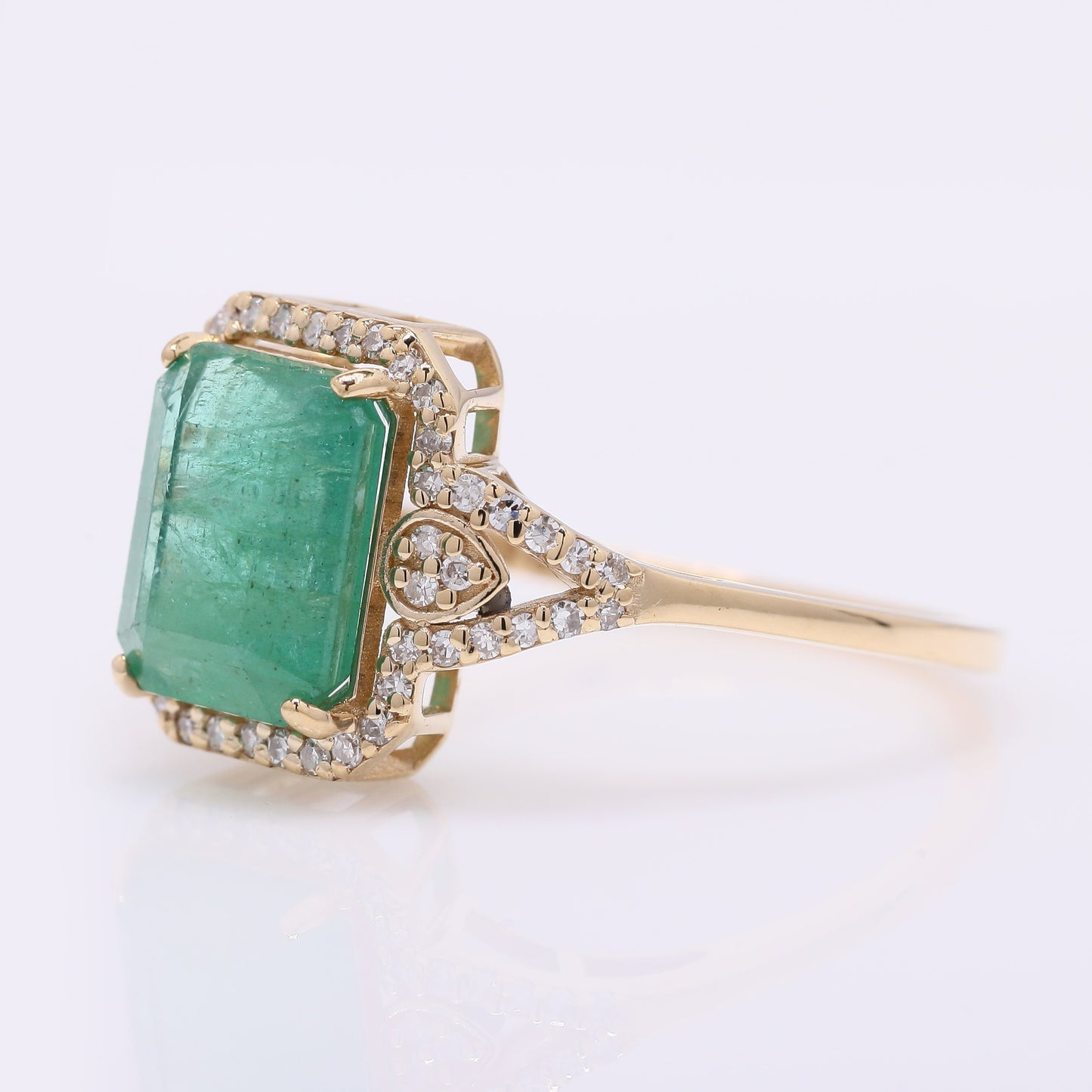 2.75 Ct Octagon Step Cut Natural Emerald 14K Gold Ring