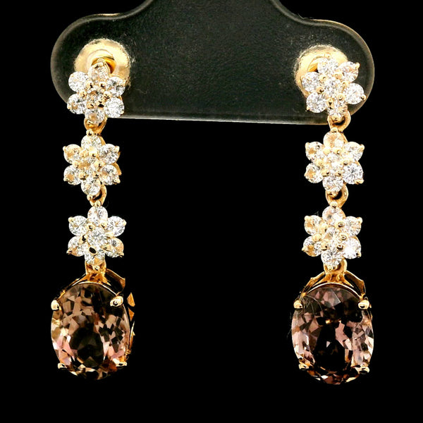 3.36 Ct Oval Tourmaline 14K Gold Earrings