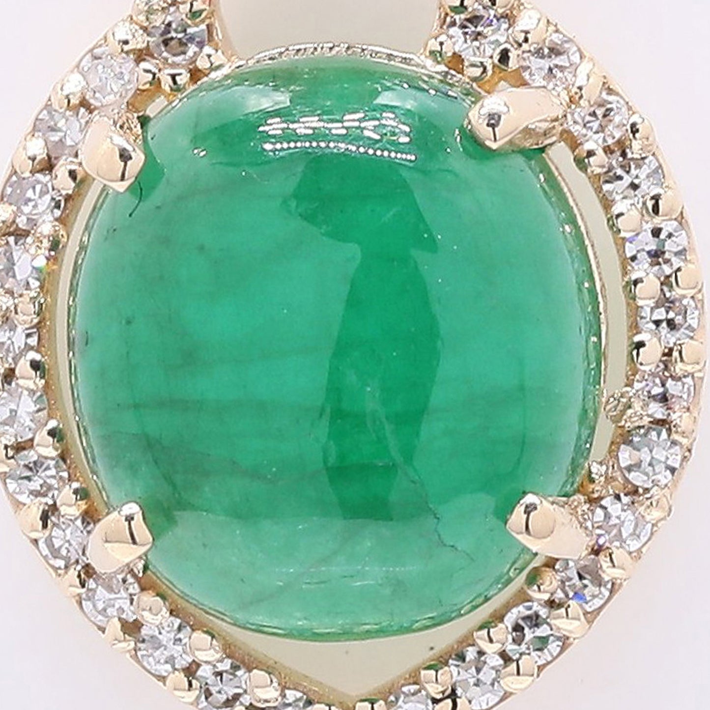 2.01 Ct Oval Cabochon Cut Natural Emerald 14K Gold Pendant