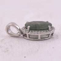 2.71 Ct Oval Mixed Cut Natural Green Sapphire 950 Platinum Pendant