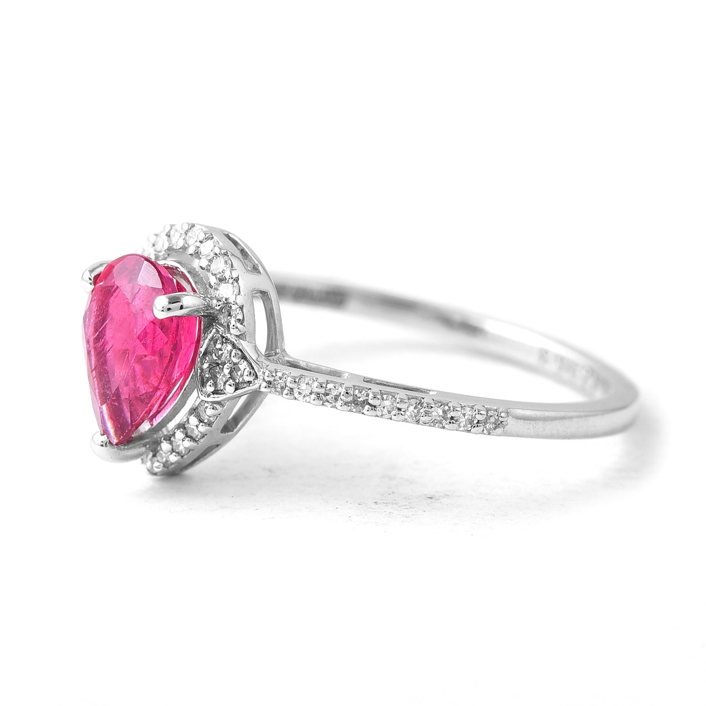2.57 Ct Pear Mixed Cut Natural Rubellite 950 Platinum Ring