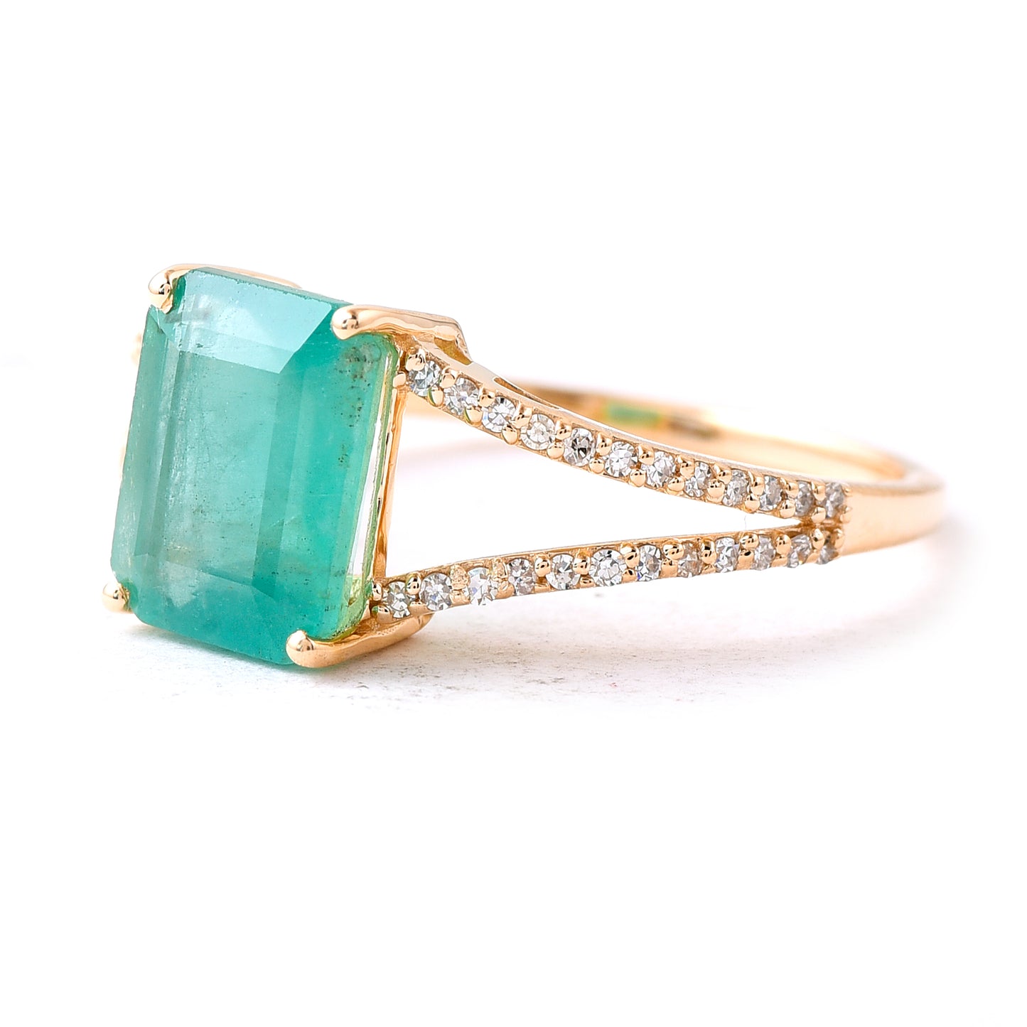 2.35 Ct Octagon Step Cut Natural Emerald 14K Gold Ring