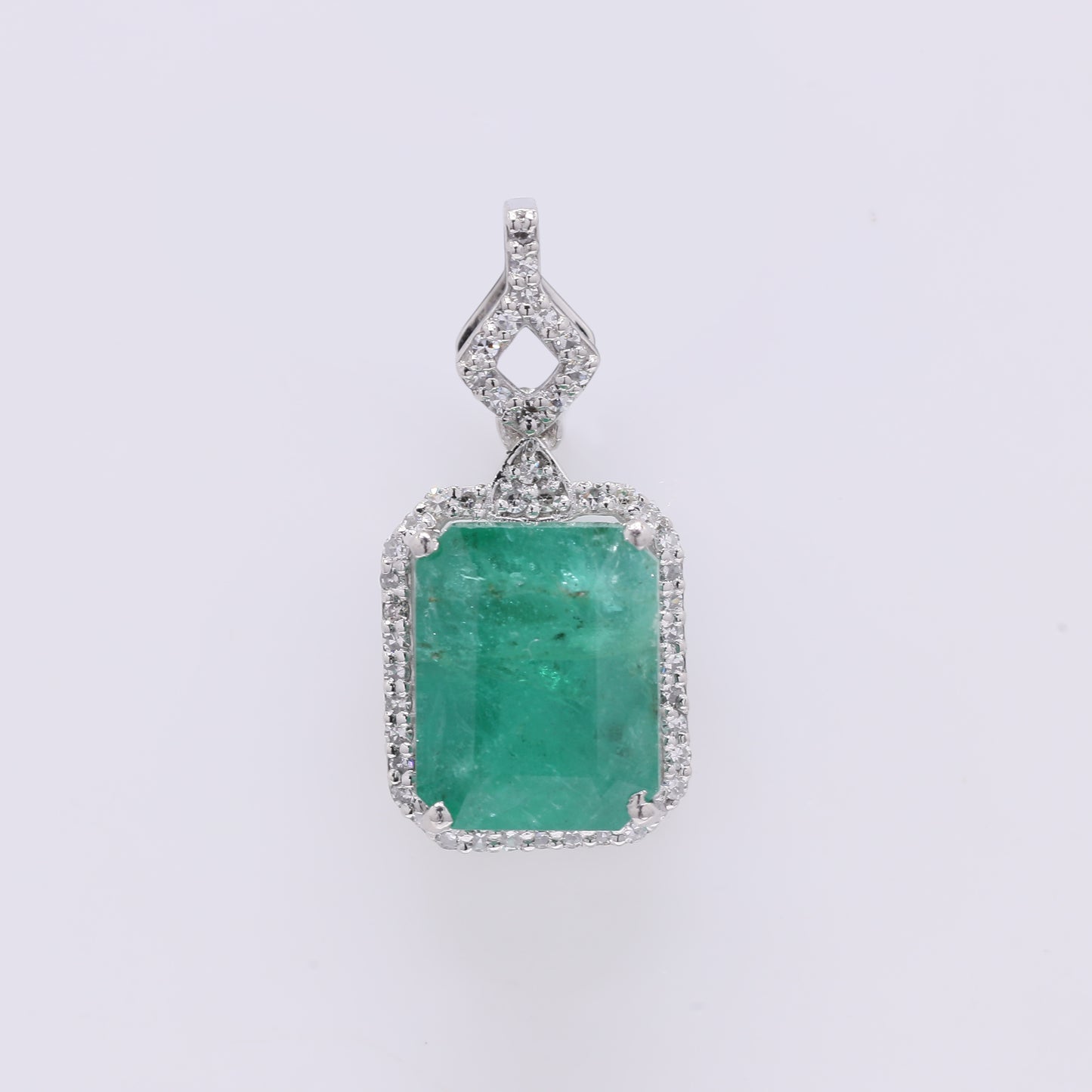 3.59 Ct Octagon Step Cut Natural Emerald 950 Platinum Pendant