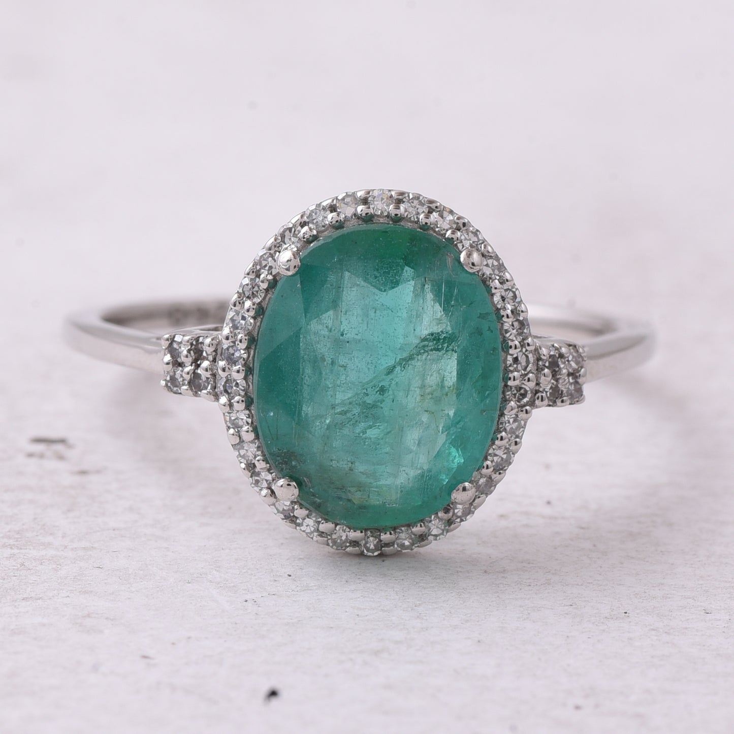 2.42 Ct Oval Mixed Cut Natural Emerald 950 Platinum Ring