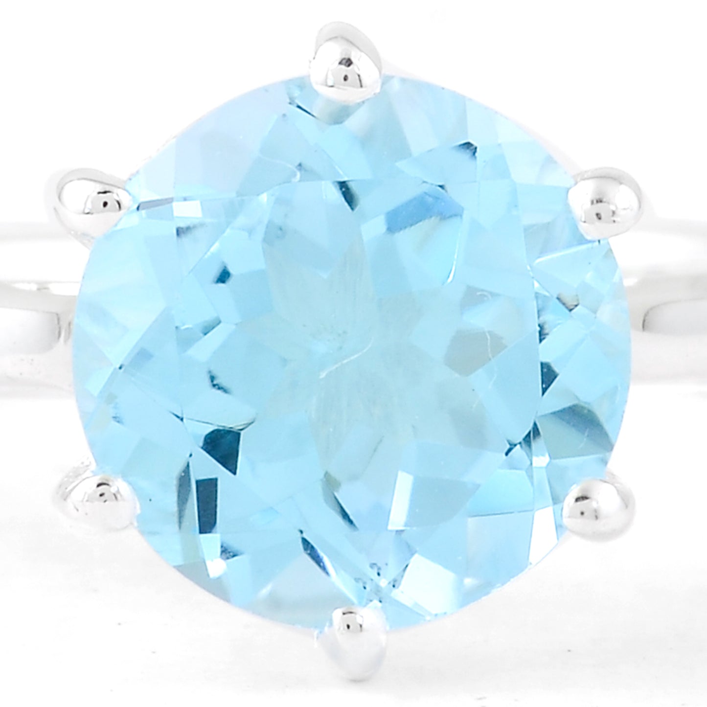 3.28 Ct Round Blue Topaz 925 Sterling Silver Ring