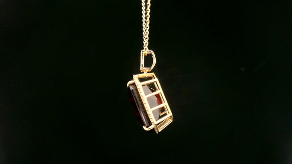 14.08 Ct Octagon Hessonite 14K Gold Pendant