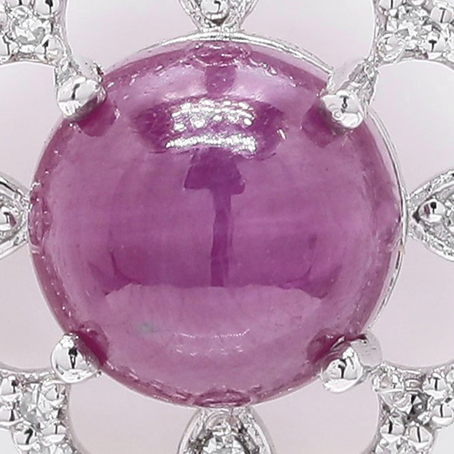2.27 Ct Round Cabochon Cut Natural Ruby 950 Platinum Pendant