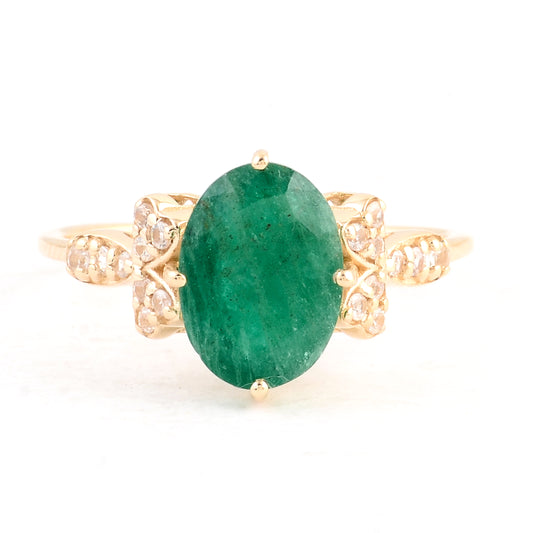2.20 Ct Oval Emerald 14K Gold Ring